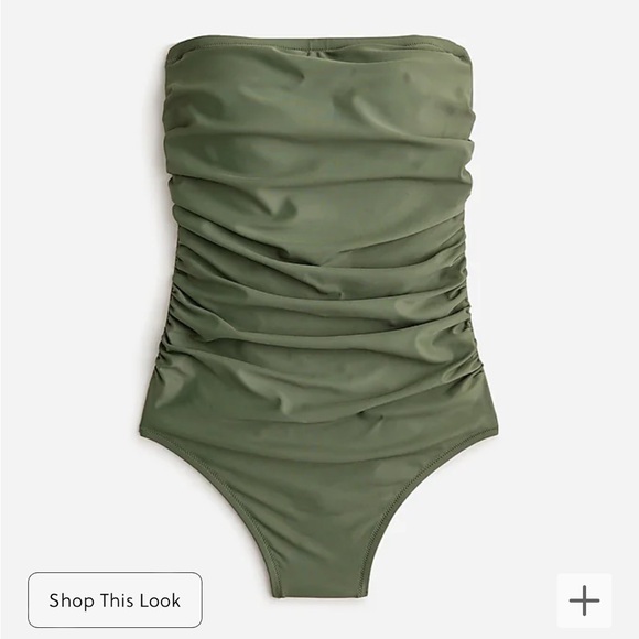 COPY - NWT J. CREW Ruched Bandeau One Piece Swimsuit Safari 8 Olive Green Strap… - Picture 3 of 16